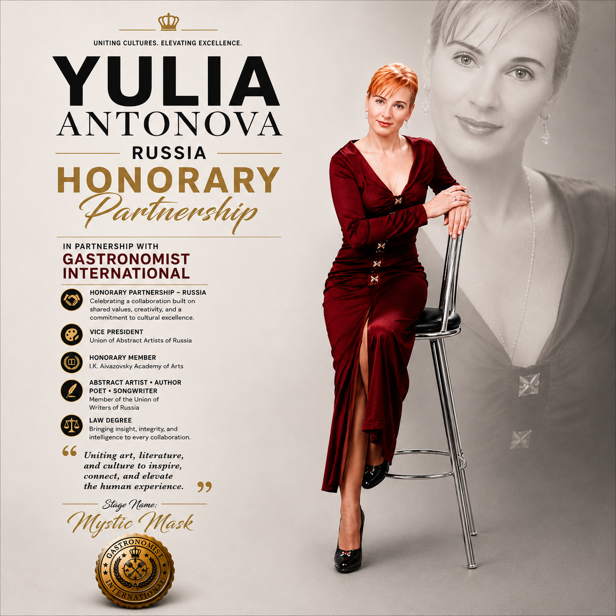 Gastronomist International Announces Honorary Partnership with Yulia Antonova, “Mystic Mask”
